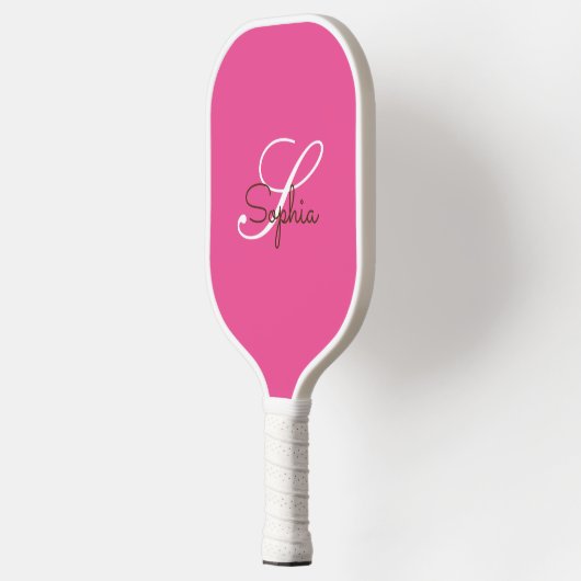 Moderne roze monogram - Gepersonaliseerde naam Pickleball Paddle (Links)