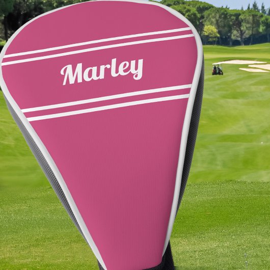 Moderne Roze Monogram Golfer Naam Sjabloon Golfheadcover