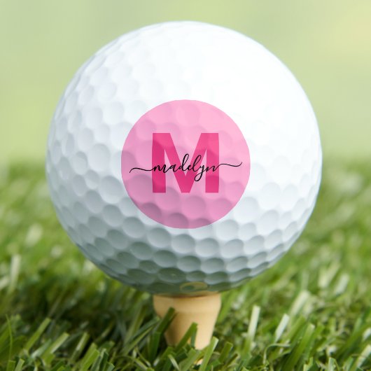 Moderne roze monogram Initialen gepersonaliseerd Golfballen