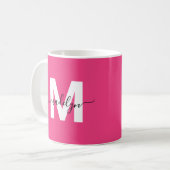 Moderne Roze Monogram Koffiemok (Voorkant links)