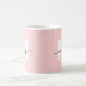 Moderne Roze Monogram Koffiemok (Center)