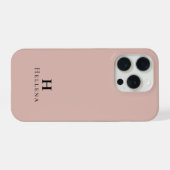 Moderne Roze Monogram Naam iPhone Hoesje (Achterkant horizontaal)