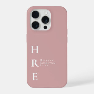 Moderne Roze Monogram Naam iPhone 15 Pro Case