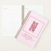 Moderne Roze Monogram Naam Letter N Planner (Display)