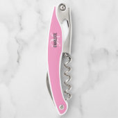 Moderne roze monogram naam ober kurkschroef kurkentrekker (Achterkant)