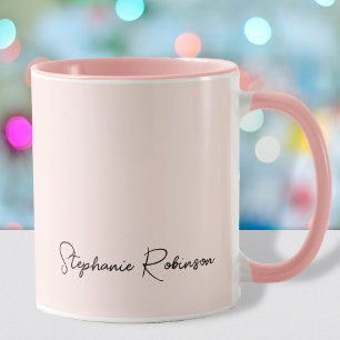 Moderne Roze Monogram Namenshandtekening Schrift Mok