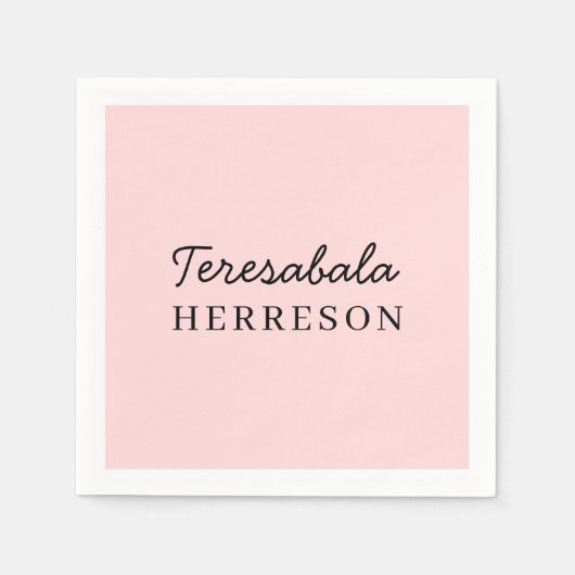 Moderne Roze Monogram Ontwerp Servet (Voorkant)