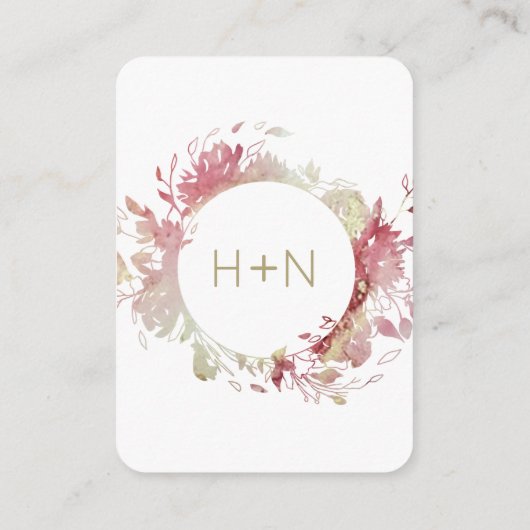 Moderne roze monogram RSVP met QR-code Informatiekaartje (Achterkant)