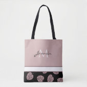 Moderne Roze Monogram Tropisch Blad Tote Bag (Voorkant)