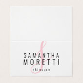 Moderne Roze Monogram Typografie Huidverzorging Visitekaartje (Buitenkant ongevouwen)