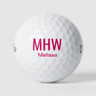 Moderne Roze Monogrammering Golfballen