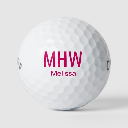 Moderne Roze Monogrammering Golfballen (Voorkant)