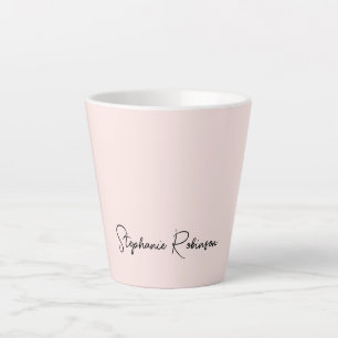 Moderne Roze Monogramnaam Typografie Latte Mok
