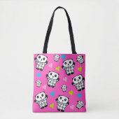 Moderne Roze Mooie Kawaii Panda Beer Harten Tote Bag (Voorkant)