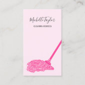 Moderne Roze Mop Schoonmaak Diensten Maid Visitekaartje (Voorkant)