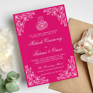 Moderne Roze Moslim Islamitische Henna Mehndi Cere Kaart