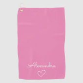 Moderne Roze Naam Aangepaste Schattige Golfhanddoek (Voorkant)