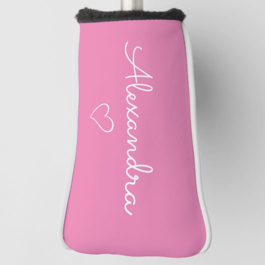 Moderne Roze Naam Aangepaste Schattige Golfheadcover (Draai 90)