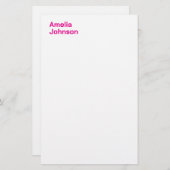 Moderne Roze Naam Minimalistisch Professioneel Briefpapier (Voorkant / Achterkant)