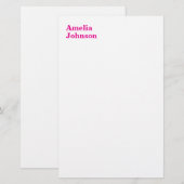 Moderne Roze Naam Minimalistisch Professioneel Briefpapier (Voorkant / Achterkant)