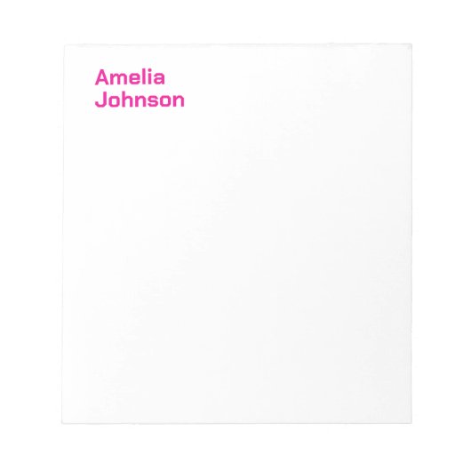 Moderne Roze Naam Minimalistisch Professioneel Notitieblok (Voorkant)