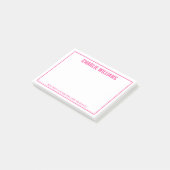 Moderne roze naamrand post-it® notes (Schuin)