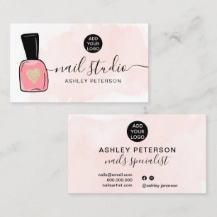 Moderne Roze Nagellak Specialist Illustratie Visitekaartje
