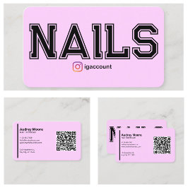 Moderne Roze Nagelstyliste Templates Visitekaartje