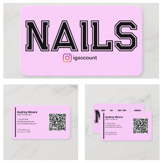 Moderne Roze Nail Technician Sjablonen Visitekaartje