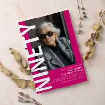 Moderne Roze NEGENTIG Foto 90ste Verjaardagsfeest