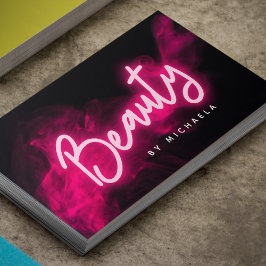 Moderne roze neon en roke Beauty Salon Visitekaartje