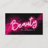 Moderne roze neon en roke Beauty Salon Visitekaartje (Voorkant)