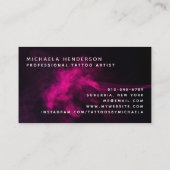 Moderne roze neon- en roke Tattoo artiest Visitekaartje (Achterkant)