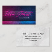 Moderne roze neon en roke Tattoo artistieke bedrij Visitekaartje (Voorkant / Achterkant)
