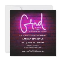 Moderne Roze Neon Foto Afstudeerfeest