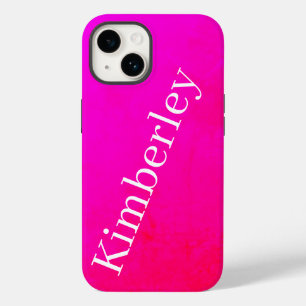 Moderne Roze Neon Monogram Trendy Mode kleuren Case-Mate iPhone 14 Hoesje
