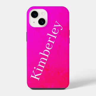 Moderne Roze Neon Monogram Trendy Mode kleuren iPhone 14 Hoesje