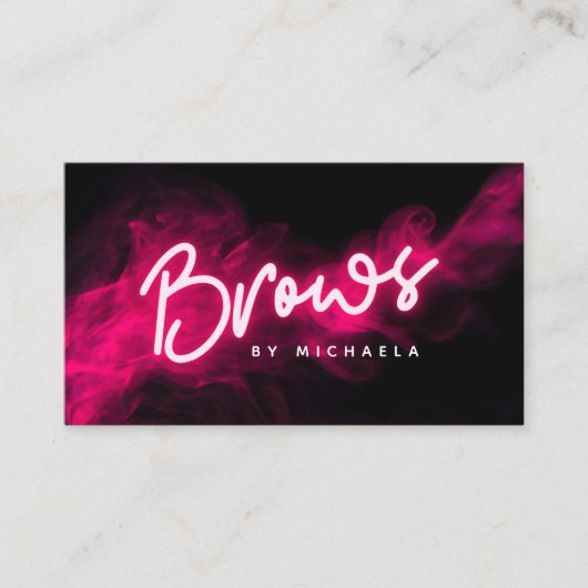 Moderne Roze Neon & Smoke Brow Microblading/Shapin Visitekaartje (Voorkant)