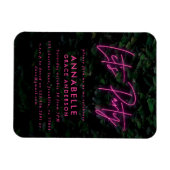 Moderne roze neonbladerblad laat partij hedendaags magneet (Horizontaal)