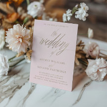 Moderne Roze & Nep Gouden Kalligrafie Bruiloft