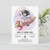 Moderne roze Odyssey astronaut verjaardag Kaart (Staand voorkant)