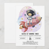 Moderne roze Odyssey astronaut verjaardag Kaart (Voorkant / Achterkant)