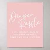 Moderne Roze Oh Baby Eenvoudige Baby Luier Raffle Poster (Voorkant)
