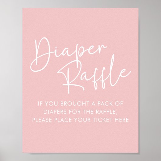 Moderne Roze Oh Baby Eenvoudige Baby Luier Raffle Poster (Voorkant)