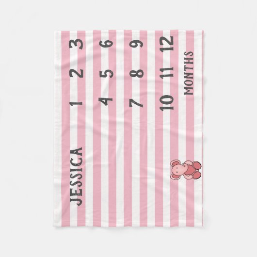 Moderne Roze Olifant Baby Mijlsteen Deken (Voorkant)