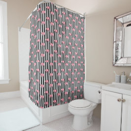 Moderne roze olifantenpatroonstrips douchegordijn
