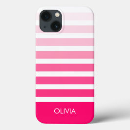 Moderne Roze Ombre Gestreepte Gepersonaliseerde Na Case-Mate iPhone Case