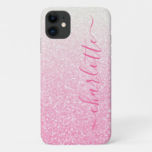 Moderne Roze Ombre Glitter Meisjesachtig Chic Pers Case-Mate iPhone Case