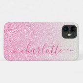 Moderne Roze Ombre Glitter Meisjesachtig Chic Pers Case-Mate iPhone Case (Achterkant (horizontaal))