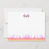 Moderne roze ombre glitter Strijdt Manuscript Mono Notitiekaartje (Voorkant)
